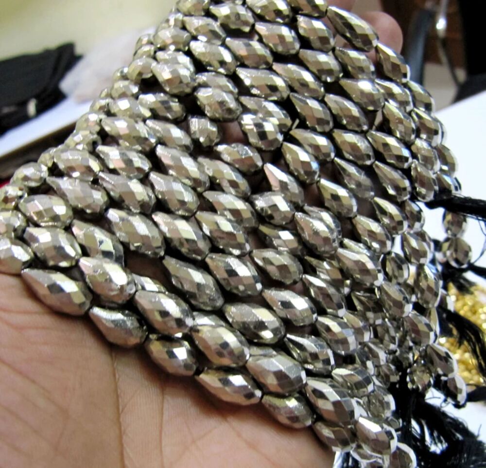 Natural Pyrite Drops size 7x12mm to 8x14mm