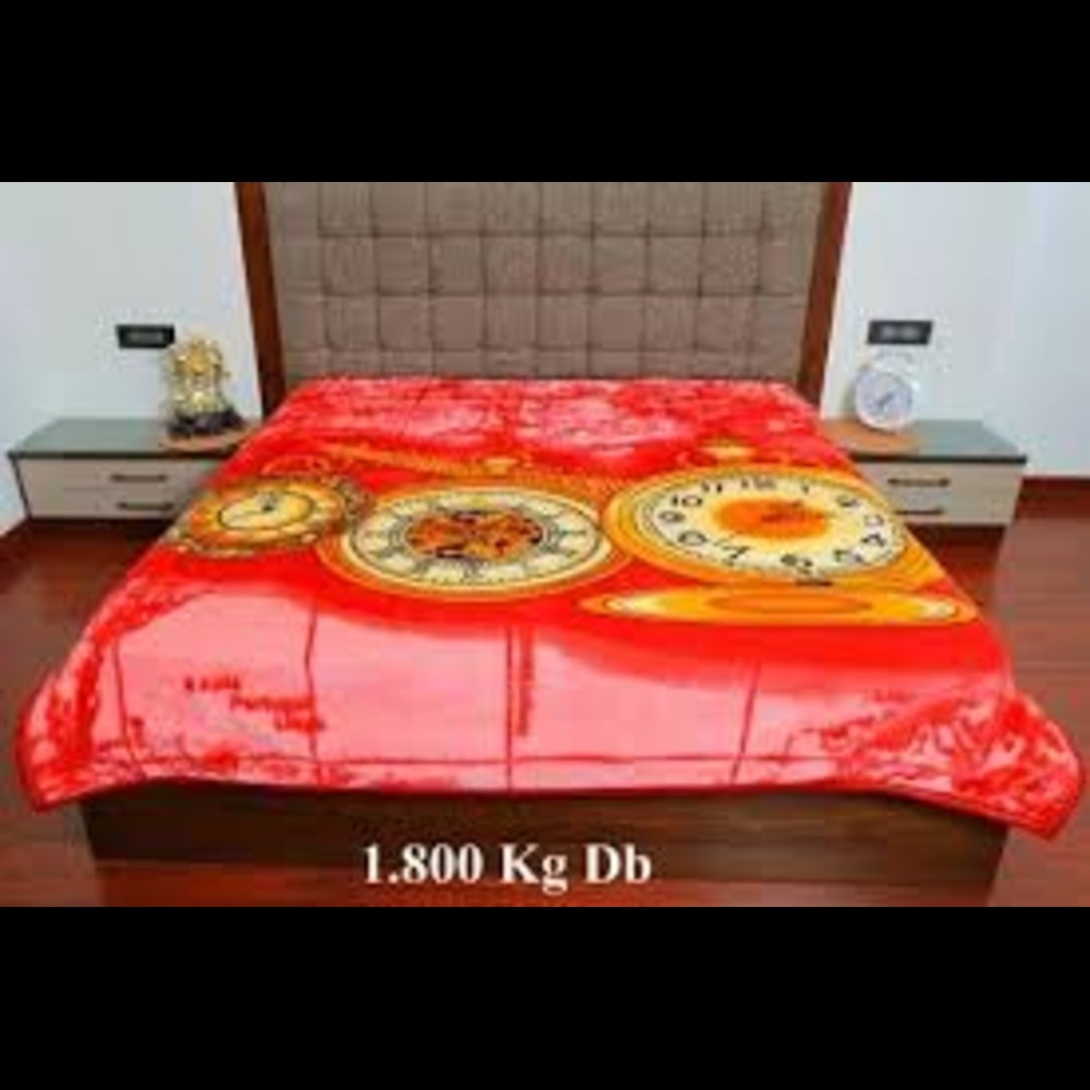 1800 Gram Double Bed Mink Blanket - 220x250cm, Assorted Printed, 100% Polyester, Fleece Material, Over-locking Edge, Suitable For Home, Hospital, Hotel