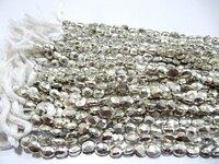 Natural Silver Pyrite Beads Oval Faceted Silver Coated Pyrite Beads 5x7mm to 6x8mm