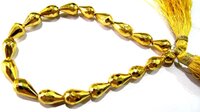 Natural Golden Pyrite Straight Drilled Briolette Tear drop shape Beads 8x13mm