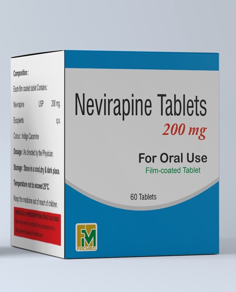 Nevirapine Tablet - 200 Mg | Who-gmp Approved, Anti-viral Treatment For Hiv, 60 Tablets Per Box