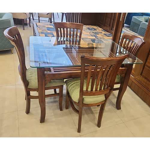 Glass Top 4 Seater Dining Table Set - Color: As Per Requirement