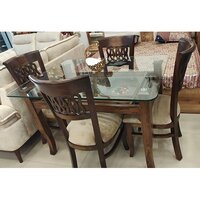 Glass Top 4 Seater Dining Table Set