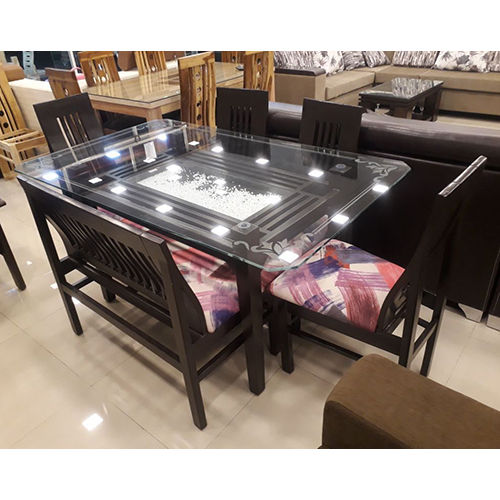 Glass Top 4 Seater Dining Table Set - Color: As Per Requirement