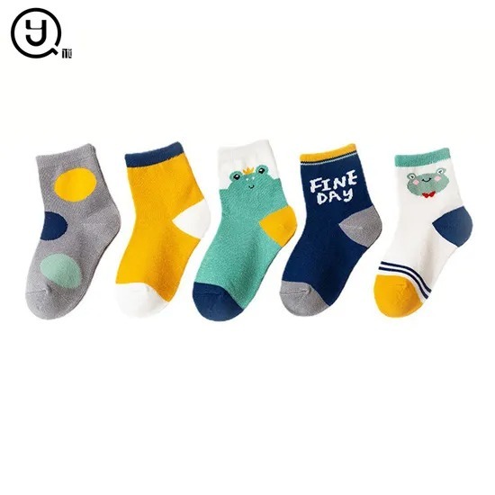 Baby Printed Ankle Socks - Soft Cotton Blend, Free Size, Florescent Color | Stretchable, Adorable Printed Patterns, Snug Fit For Everyday Wear