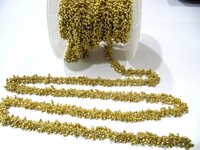Natural Golden Pyrite Dangling Chain/ Cluster Rondelle Faceted beaded chain 2mm beads