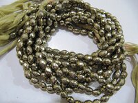 Natural Pyrite Barrel Shape Briolette Beads 5x7mm