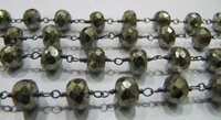 Natural Pyrite 5-6mm Rondelle Faceted Beaded