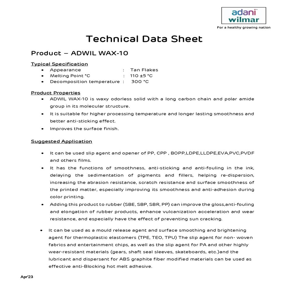 Adwil Wax-10 - Application: Industrial