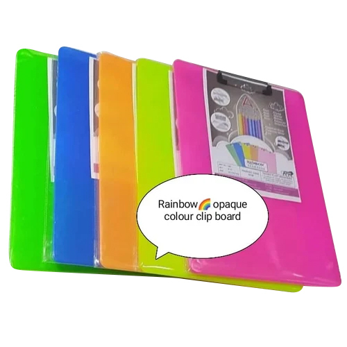 Rainbow Opaque Colour Clip Exam Pad - Material: Plastic