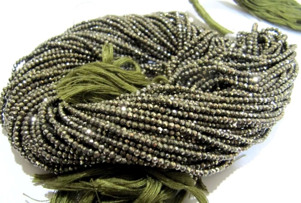 Natural Pyrite Rondelle Faceted Beads 2mm