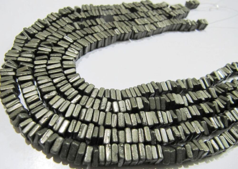 Natural Pyrite Heishi Cut Square Shape Beads 5-6mm Gemstone Beads