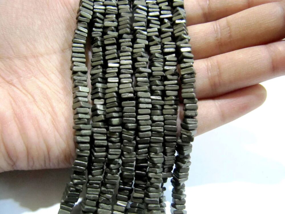 Natural Pyrite Heishi Cut Square Shape Beads 5-6mm Gemstone Beads