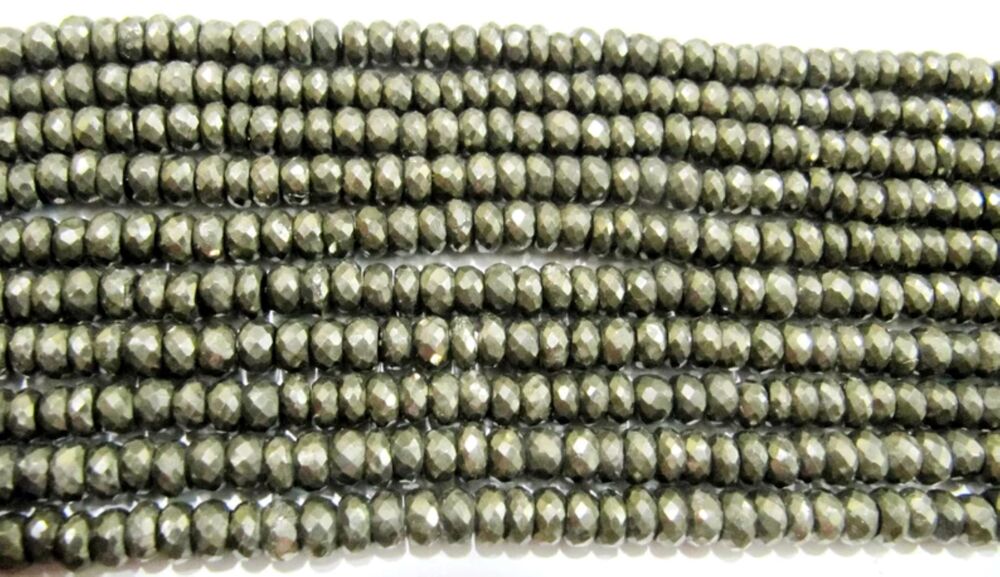 Natural Pyrite Rondelle Briolette Faceted Beads 7-8mm