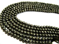 Natural Pyrite Round Faceted Beads 5-6mm