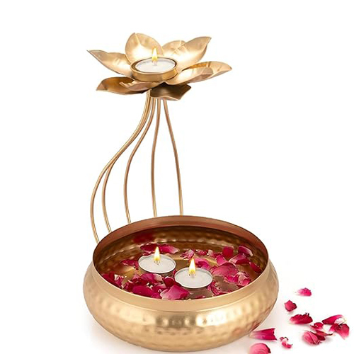 Metal Lotus Tealight Candle Holder
