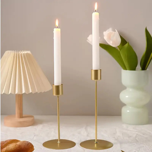2PCS Candle Holder - Handcrafted Steel, Modern Indian Arts Style | Meticulously Polished Finish, Elegant Home Decoration Pieces