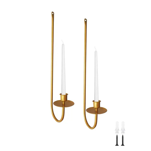 Pair Metal Wall Sconce Candle Holder - Handmade Iron Material , Modern Arts Design with Polished Finish for Unique Home Decor