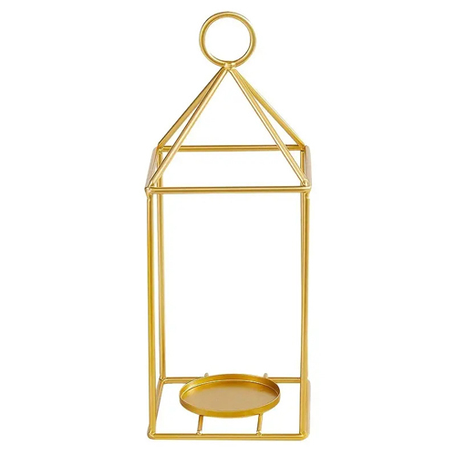 Golden Hanging Tabletop Decor Candle Holder - High-Quality Iron, Handmade by Skilled Artisans | Modern Arts Style, Versatile for Indoor & Outdoor Use