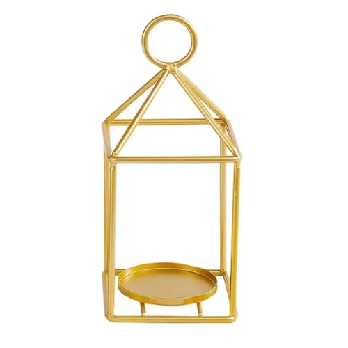 Golden Hanging Metal Wall Mounted Dining Table Candle Holder - Iron Metal, Polished Finish, Modern Arts Style | Handmade Indian Elegance for Dining Ambiance