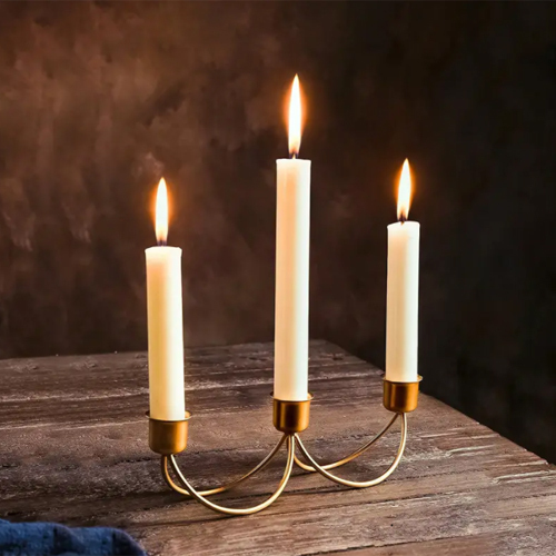 Style Iron Art 3 Head Metal Candle Holder - Iron Material, Handmade, Polished Finish | Modern Arts Design, Intricate Craftsmanship for Arts and Crafts Enthusiasts