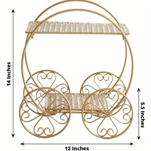 Golden Wedding Highlight Elegant 2 Tier Metal Cinderella Carriage - Feature: Easy To Clean