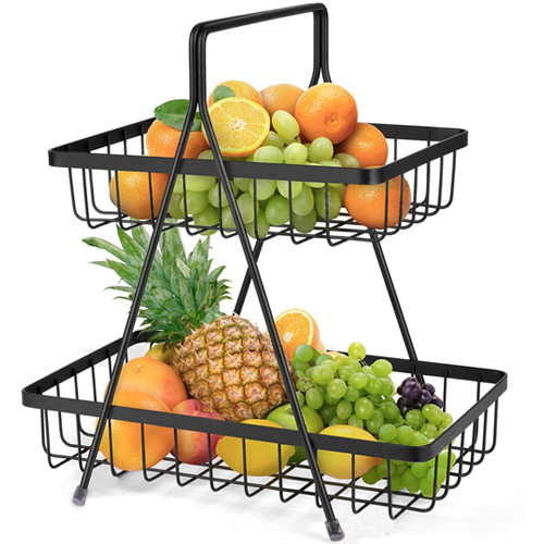 High Grade Iron 2 Tier Fruit And Vegetable Basket - Color: As Per Requirement