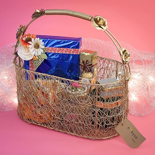 Golden Metal Meshwire Multipurpose Hamper Basket
