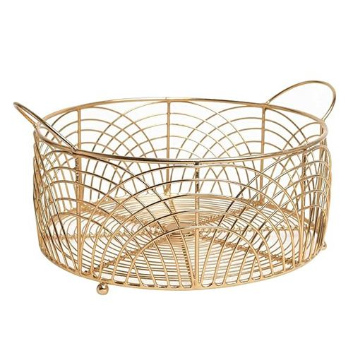 Cast Iron Gold Plated Decorative Wire Round Basket