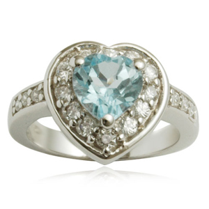 Designer Heart Shaped Blue  Topaz Silver Ring Gender: Women