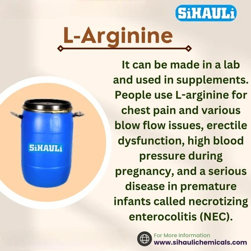 L-Arginine (Amino Acid) - C6H14N4O2, CAS No. 74-79-3 , White Crystals or Powder with Essential Amino Acid Characteristics