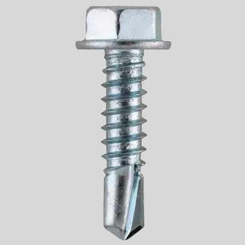 Mild Steel Hex Head Self Drilling Screw - Carbon Steel, Polished Finish, Silver Color | Premium Quality for Industrial Use