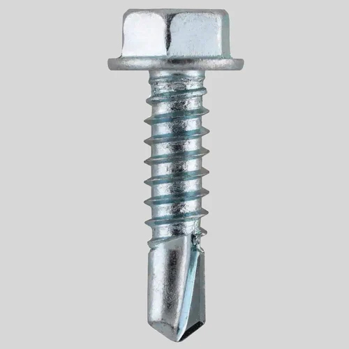 Mild Steel Hex Head Self Drilling Screw - Color: Silver