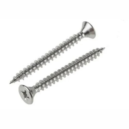Mild Steel Chipboard Screw - M4x16 mm, Silver Polished Finish | Premium Quality Stainless Screw