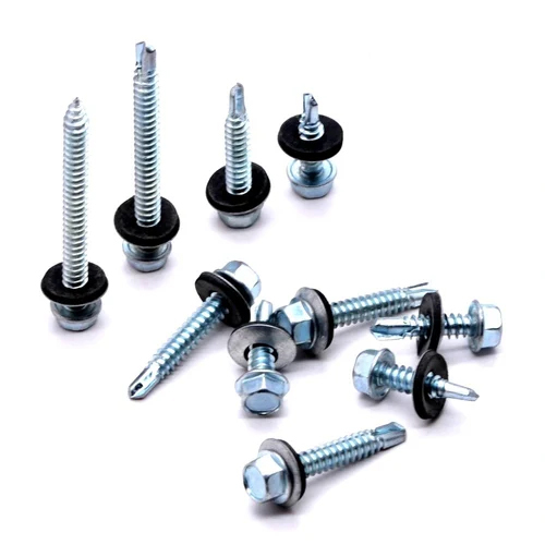 Mild Steel Hex Head Self Drilling Screw - Color: Silver