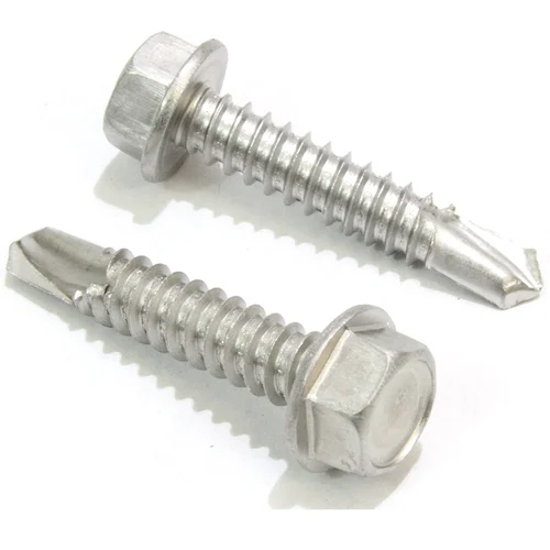 Mild Steel Hex Head Self Drilling Screw - 32 mm Size, Polished Silver Finish | High-Quality Industrial Usage, Premium Mild Steel Composition