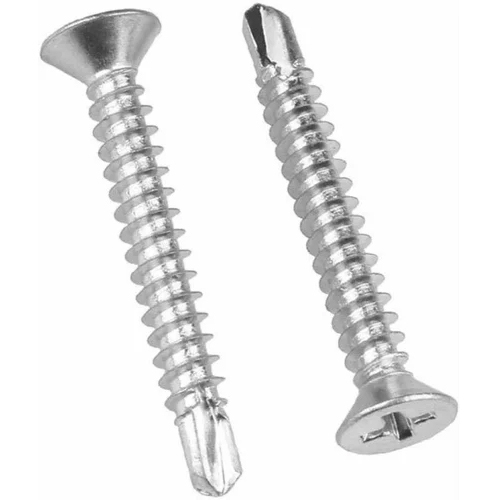 Mild Steel Flat Head Self Drilling Screw - Color: Silver