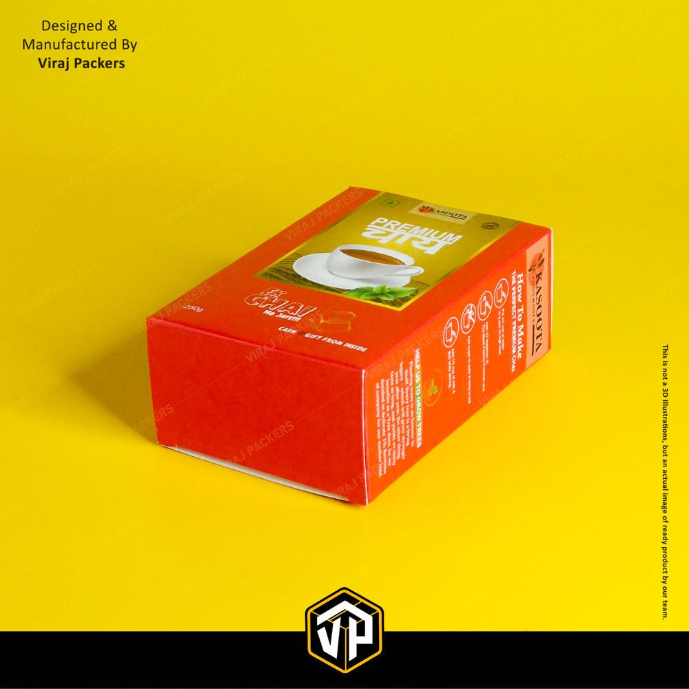 Designer Tea Packaging Boxes - Finishing: Glossy Lamination