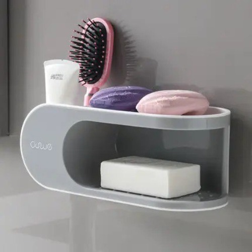 Double Layer Soap Dish - 4/5mm Unbreakable Acrylic, Glossy Finish, Rectangular Design, Water-resistant, Easy Installation, Stylish White Color