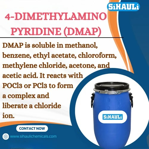 4-Dimethylaminopyridine (DMAP) Manufacturers, Suppliers, Exporters - Laboratory Grade, 99% Purity, Solid Form, Chemical Formula C7H10N2, CAS 1122-58-3