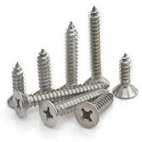 Wood Screw - Mild Steel, Chrome Polish Finish | High Quality, Sleek Silver Color, Designed For Securely Fixing Boxes