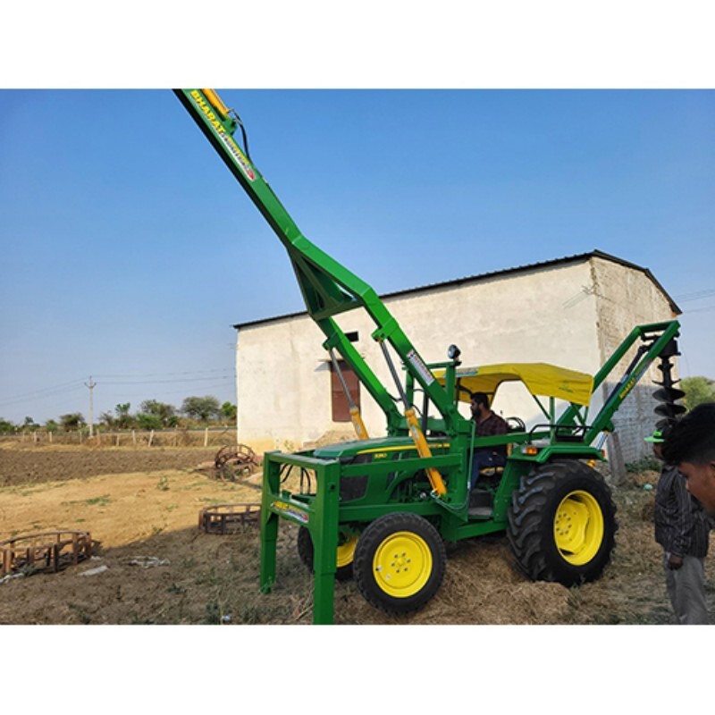 MS Tractor Post Hole Digger - Mild Steel Construction, 10 HP Diesel Power, Green Color, Gear Drive, Electric Start | Versatile Tool for Agriculture and Digging Needs