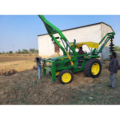 Ms Tractor Post Hole Digger - Mild Steel Construction, 10 Hp Diesel Power, Green Color, Gear Drive, Electric Start | Versatile Tool For Agriculture And Digging Needs