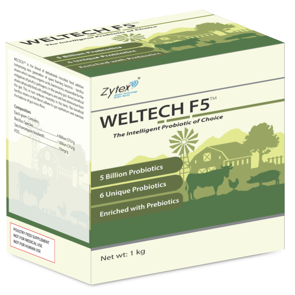Animal Feed Supplement Probiotic Blend Weltech F5 5bn Formulations - Storage: Room Temperature