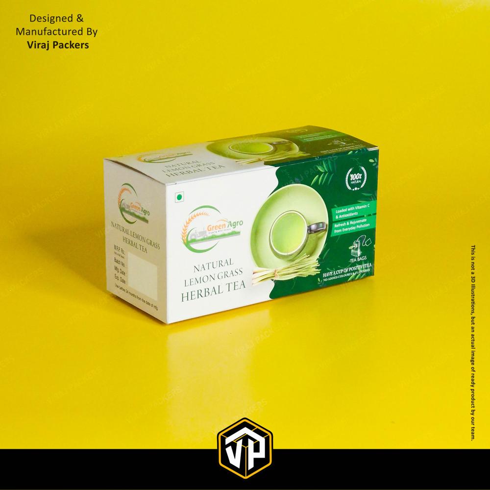 Green Tea Packaging Boxes - Color: White