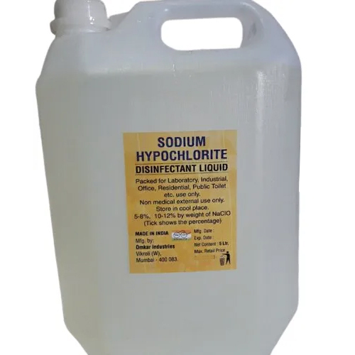 5L Sodium Hypochlorite Solution - Color: Transparent