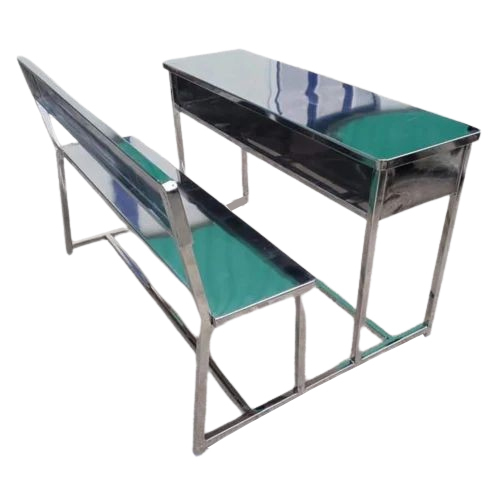 Stainless Steel Dual Bench Desk - Color: Silver