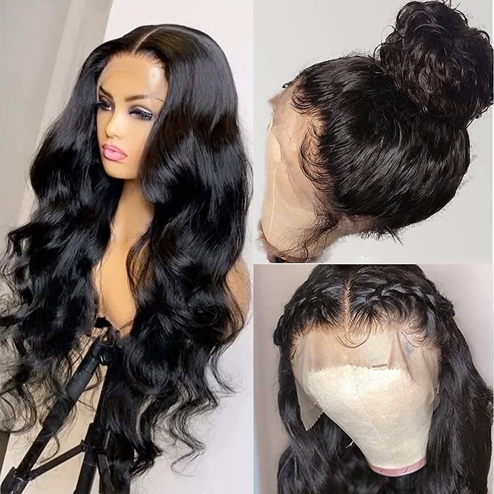 Natural Color Temple Remy Hair Lace Front Human Hair Long Size Wig Body Wave Style