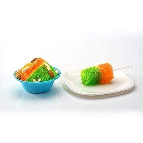 Gola Maker - Plastic, 25x15x12 Cm | Includes 3 Reusable Bowls, 1 Glass, 4 Sticks, And 1 Dish For Homemade Ice Gola Delight