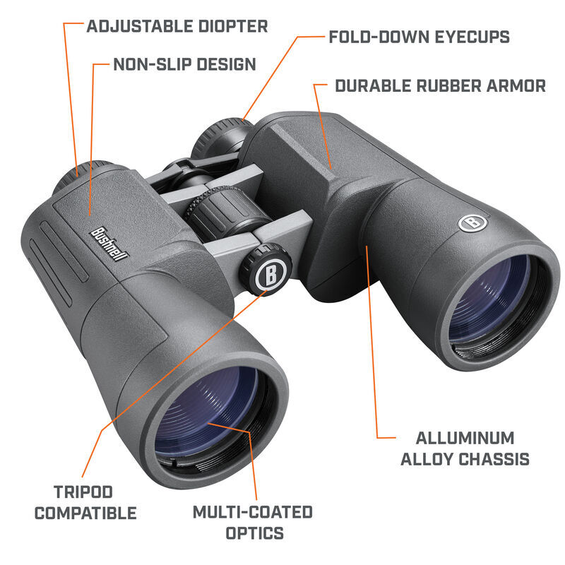 Bushnell Powerview 2 Binoculars - 20x50mm, Multi-Coated Optics, Robust All-Metal Chassis, Ergonomic Design for Outdoor Adventure